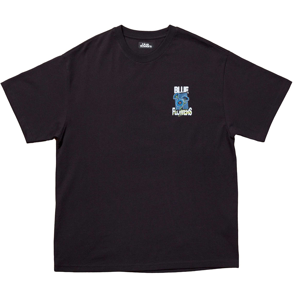 Blue Flowers In Bloom T Shirt Black