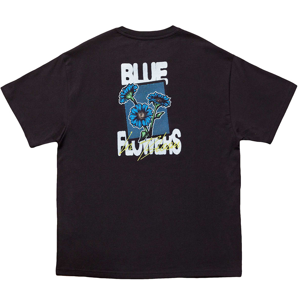 Blue Flowers In Bloom T Shirt Black