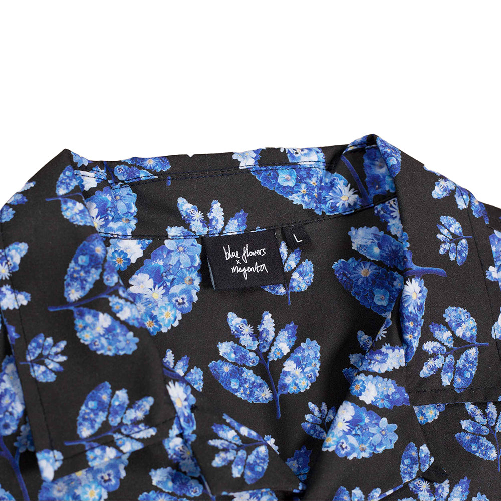 Blue Flowers x Magenta Shirt Black