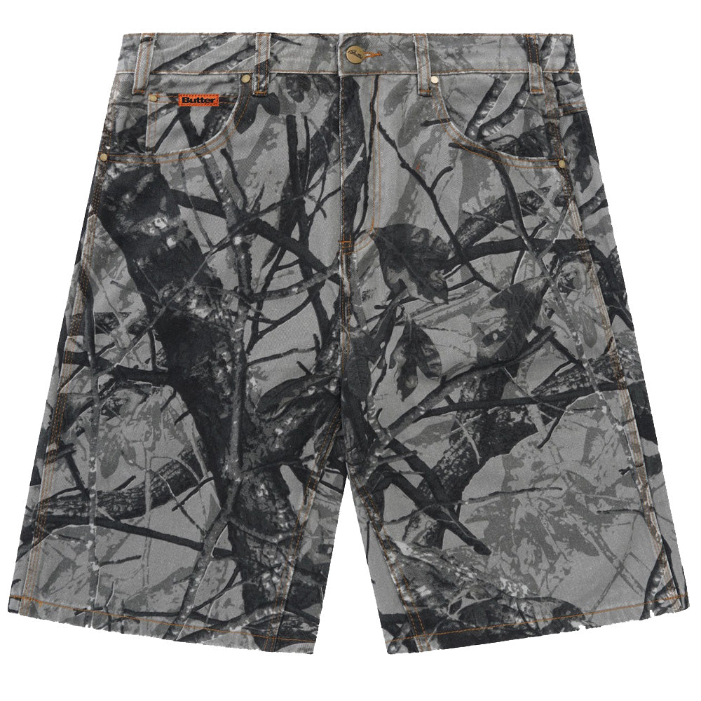 Butter Goods Foliage Camo Denim Shorts Black