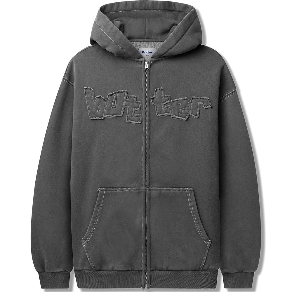 Butter Goods Mineral Wash Zip-Thru Hood Charcoal