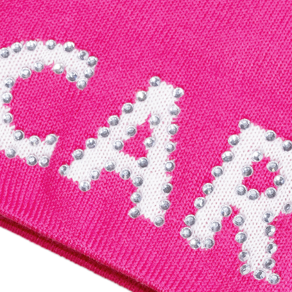 Carpet Company Rhinestone Beanie Hot Pink