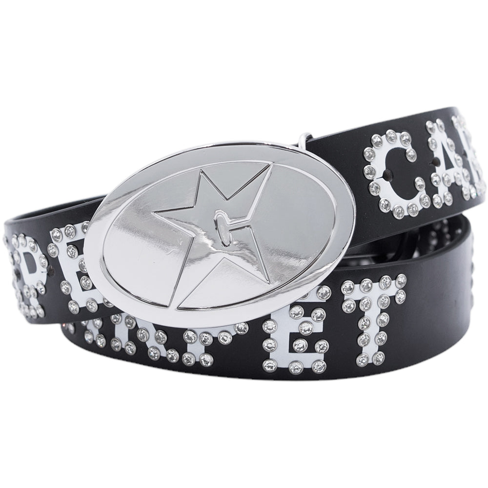 Carpet Company Rhinestone Leather Belt Black