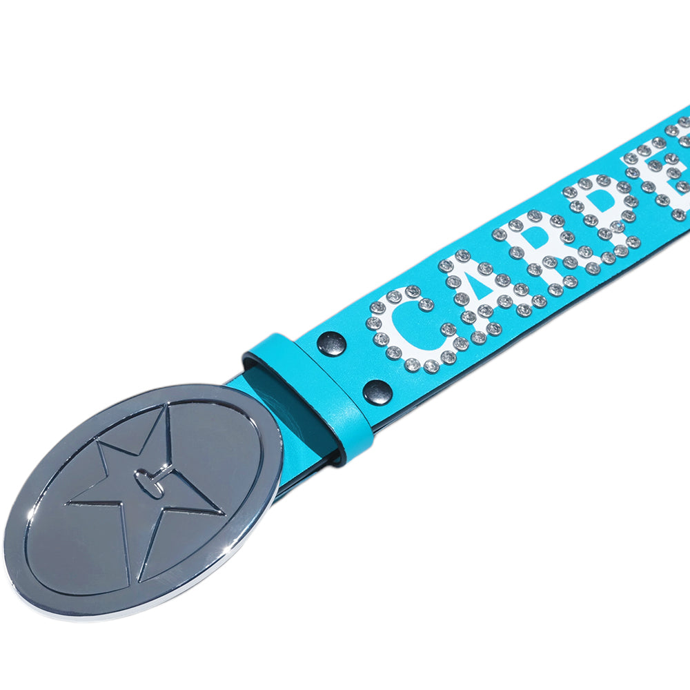 Carpet Company Rhinestone Leather Belt Carolina Blue