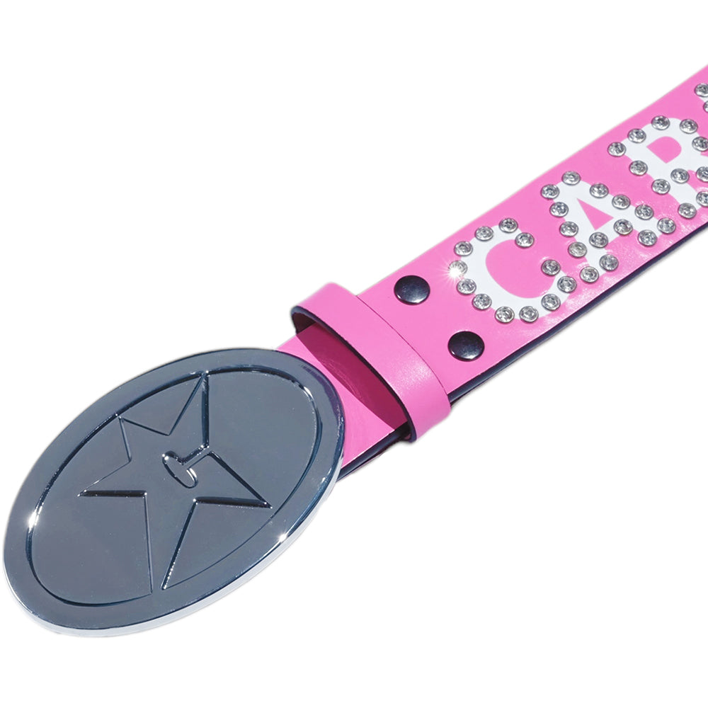 Carpet Company Rhinestone Leather Belt Hot Pink