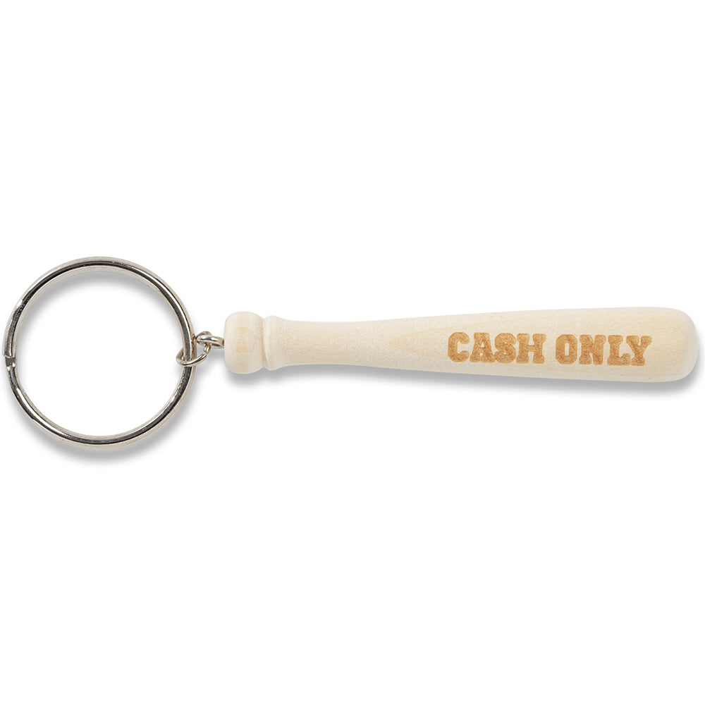 Cash Only Baseball Bat Key Chain Pine