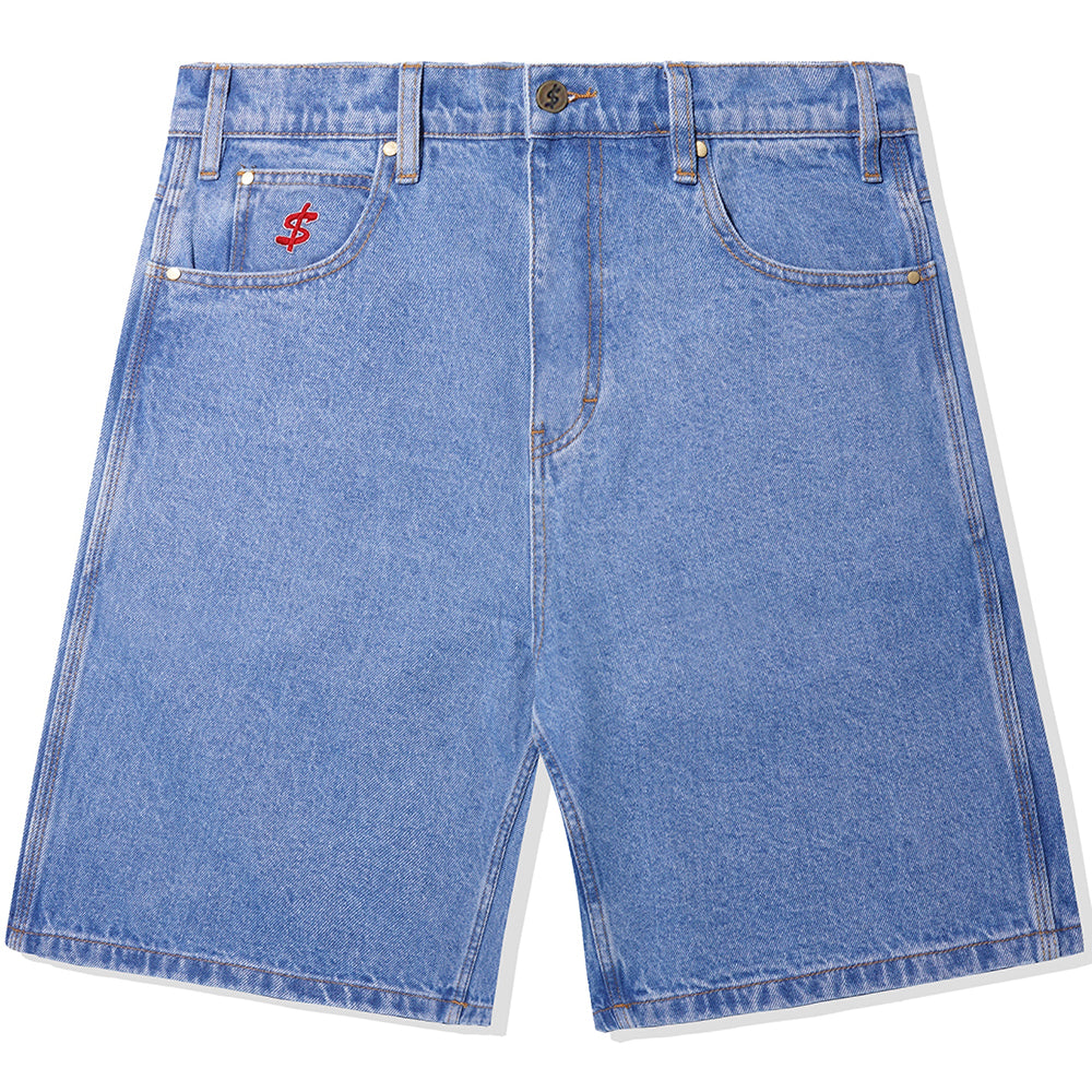 Cash Only Logo Denim Shorts Washed Indigo