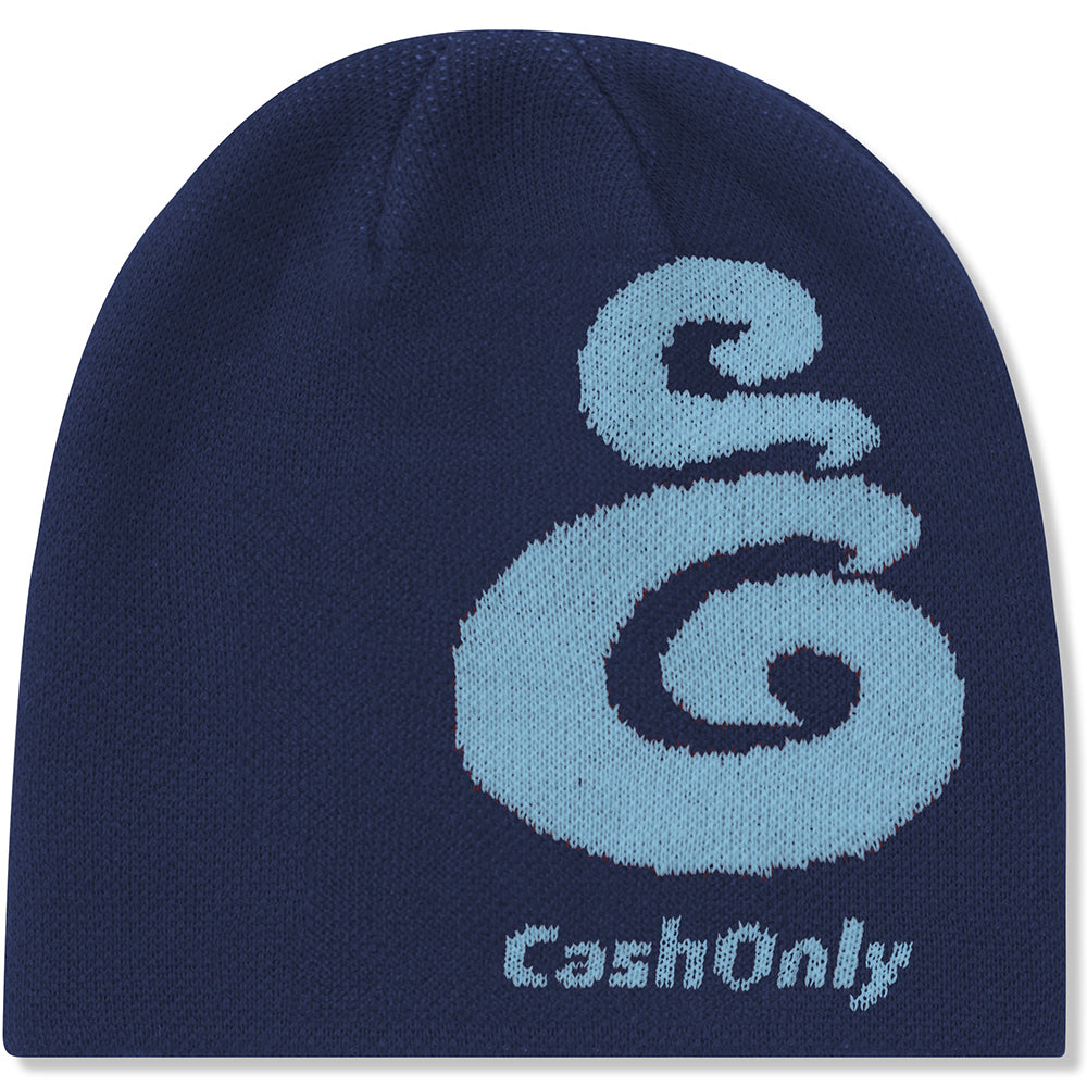 Cash Only Symbol Skully Beanie Blue