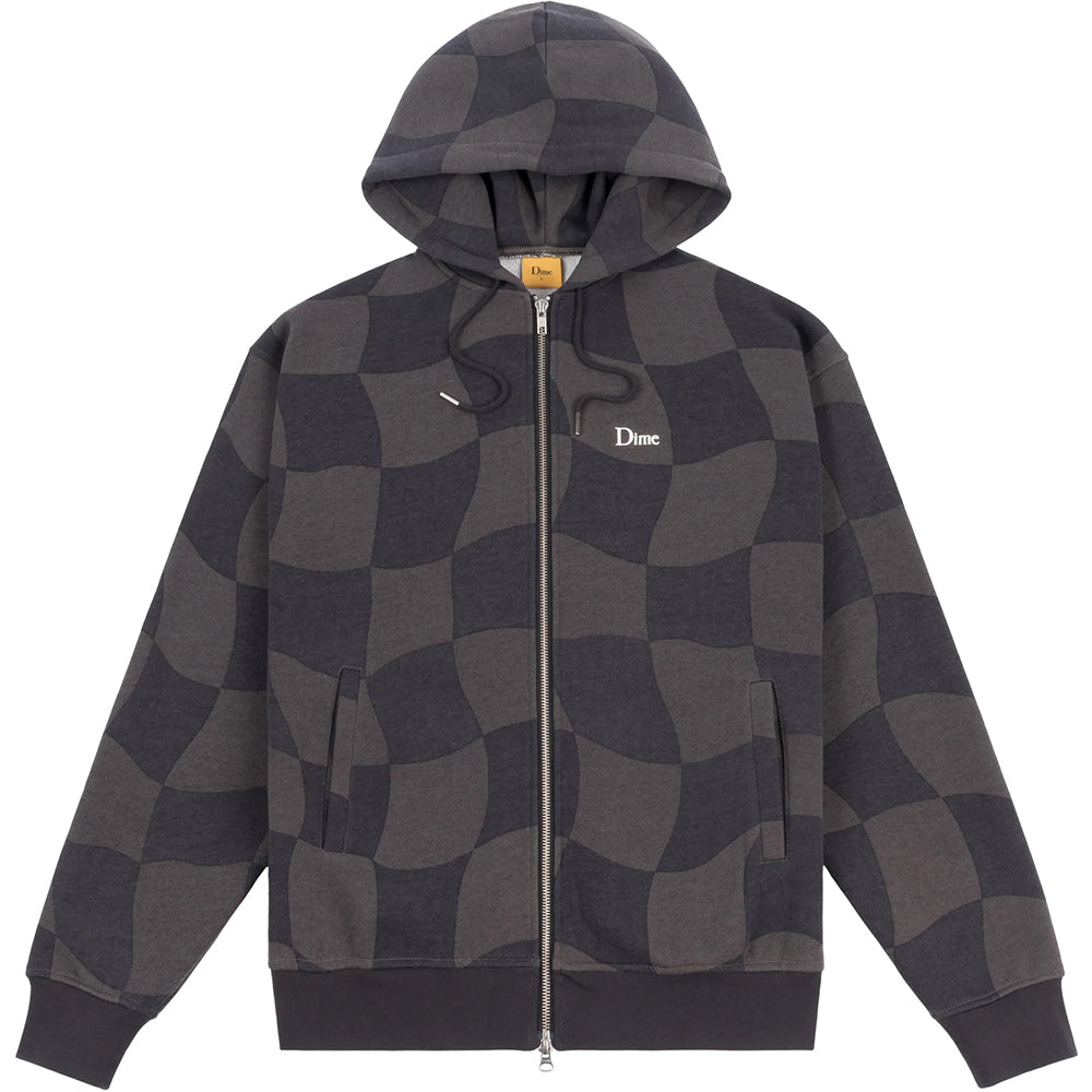 Dime MTL Classic Checkmate Zip Hoodie Charcoal