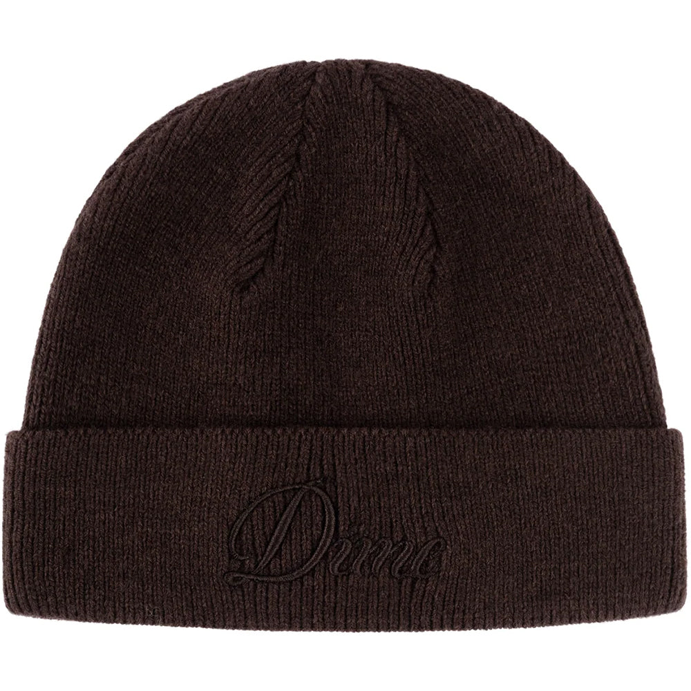 Dime MTL Cursive Wool Fold Beanie Dark Brown