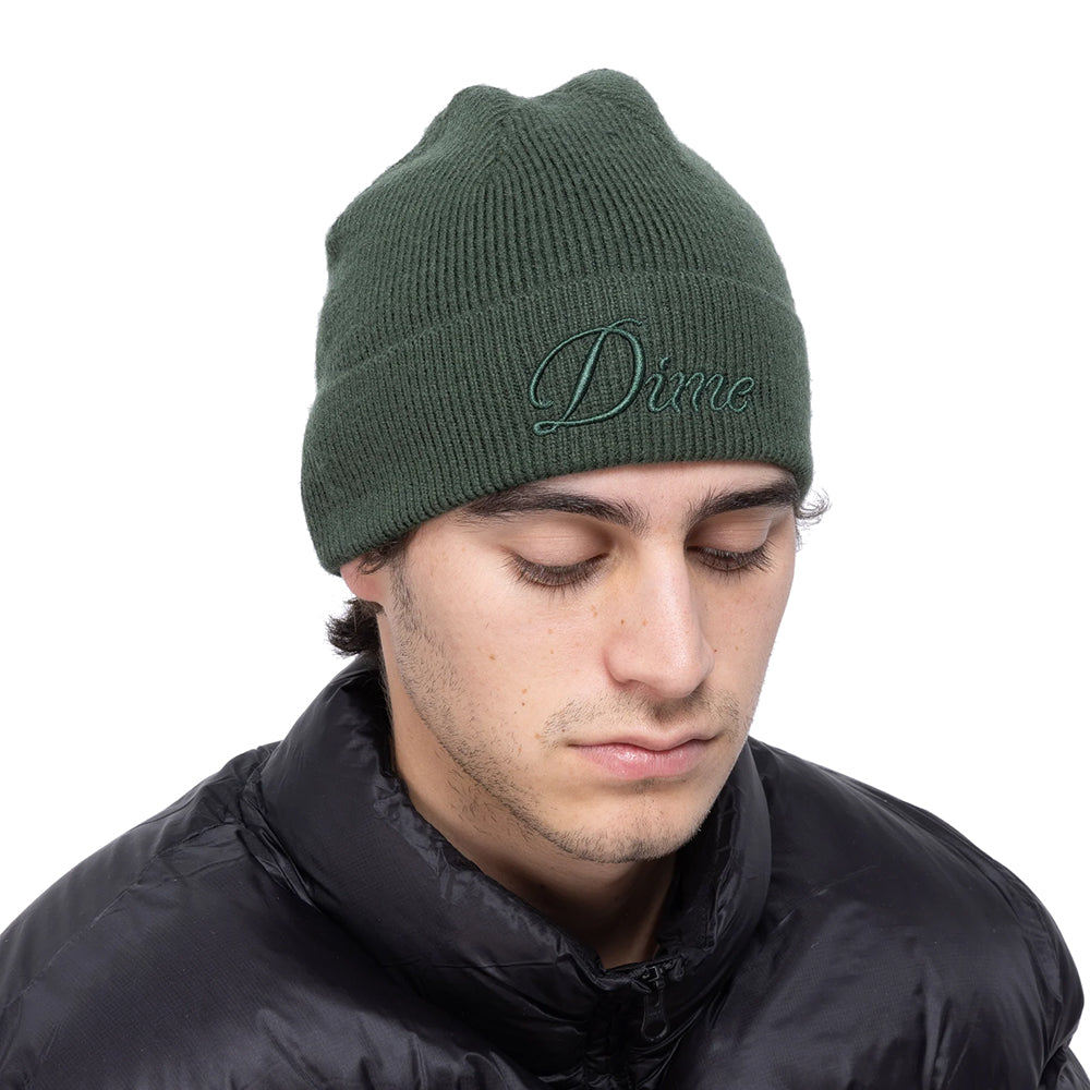 Dime MTL Cursive Wool Fold Beanie Forest