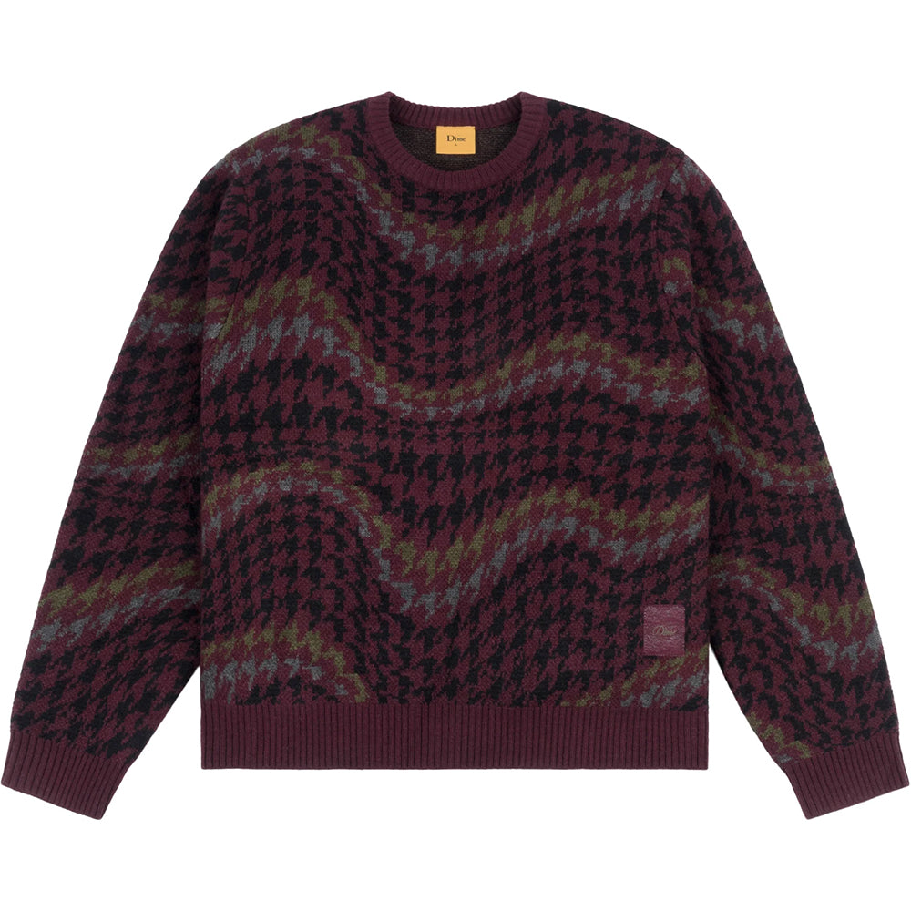 Dime MTL Houndstooth Knit Burgundy