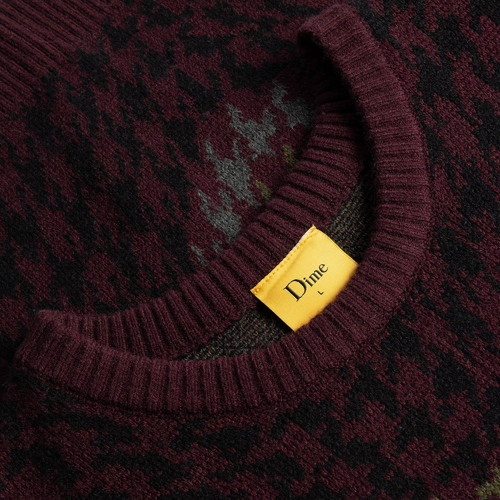 Dime MTL Houndstooth Knit Burgundy