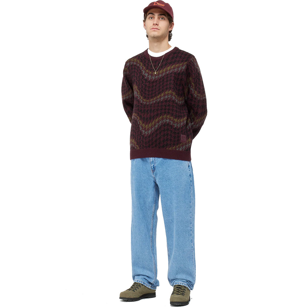 Dime MTL Houndstooth Knit Burgundy