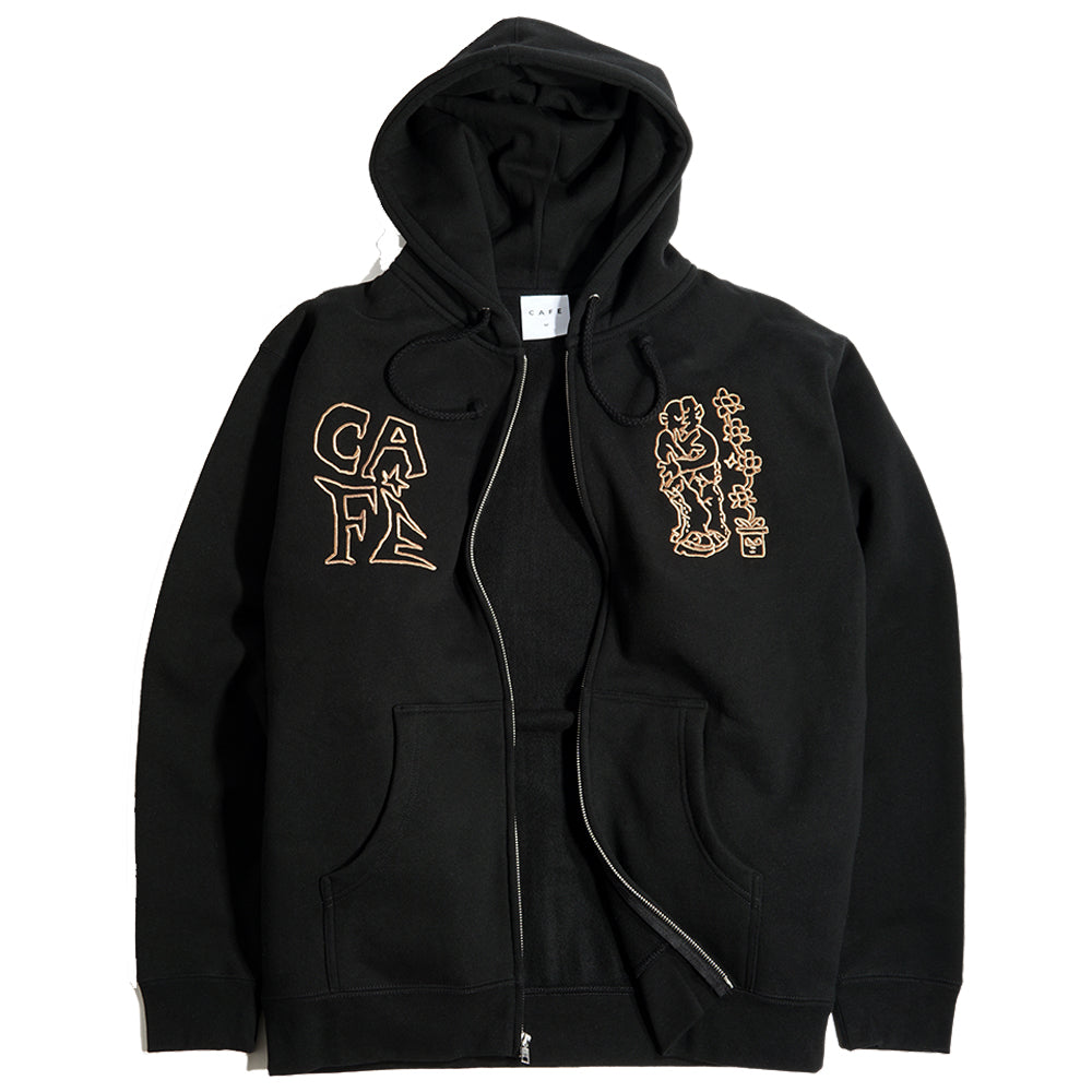 Skateboard Cafe Ethan Embroidered Zip Hood Black