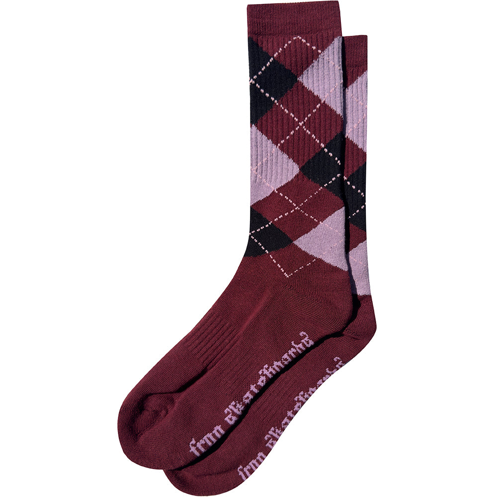 Frog Argyle Socks Maroon