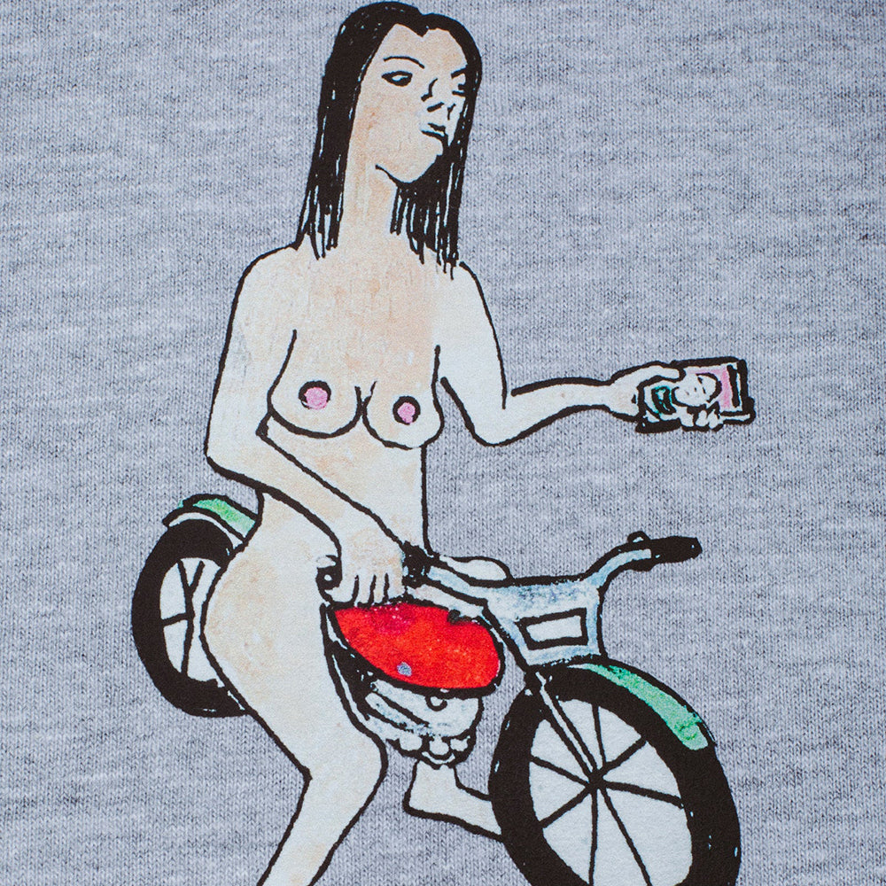 Fucking Awesome Bike Girl Short Sleeve Tee Heather Grey