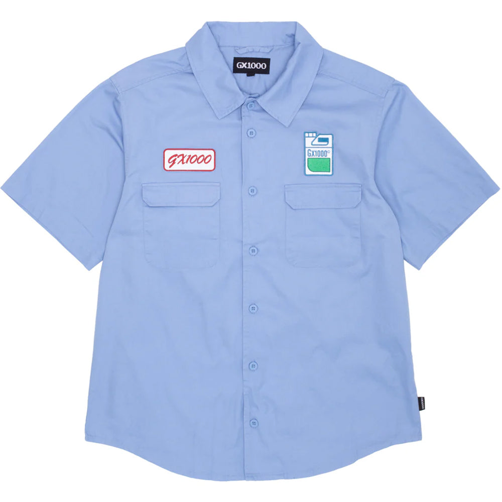 GX1000 Fertilizer Short Sleeve Button Down Shirt Light Blue