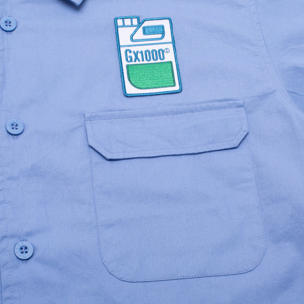 GX1000 Fertilizer Short Sleeve Button Down Shirt Light Blue