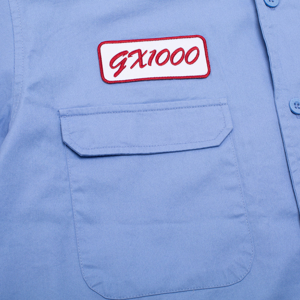 GX1000 Fertilizer Short Sleeve Button Down Shirt Light Blue