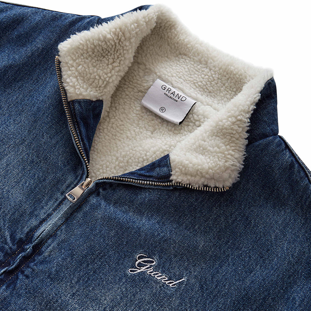 Grand Collection Sherpa Lined Denim Track Jacket