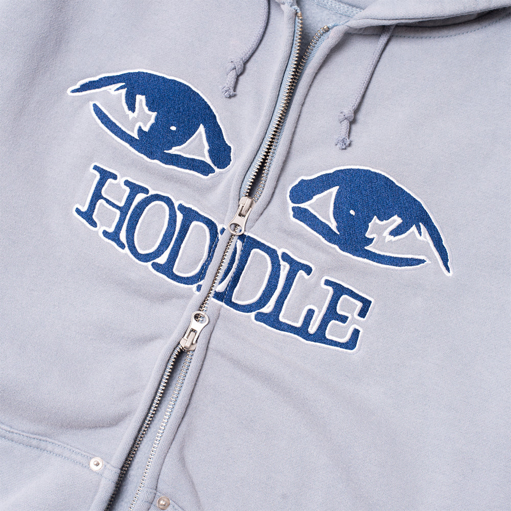 Hoddle Watcher Zip Up Hoodie Baby Blue Over Dye