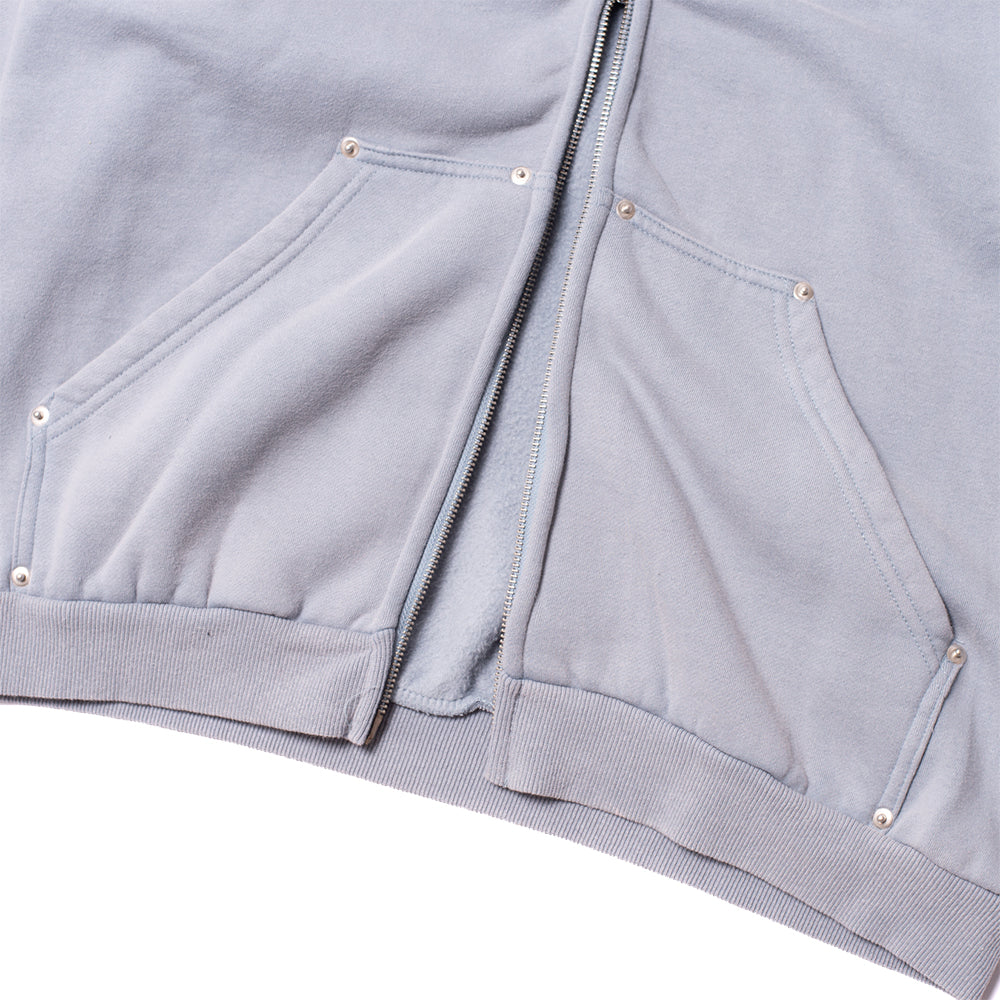 Hoddle Watcher Zip Up Hoodie Baby Blue Over Dye