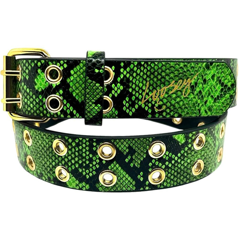 Loosey Snake Skin Grommet Belt Green