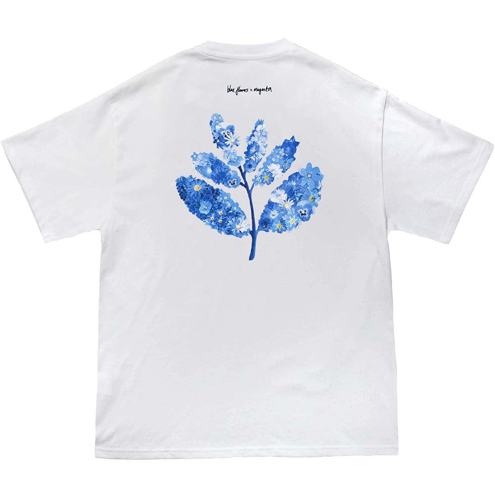 Magenta x Blue Flowers T Shirt White