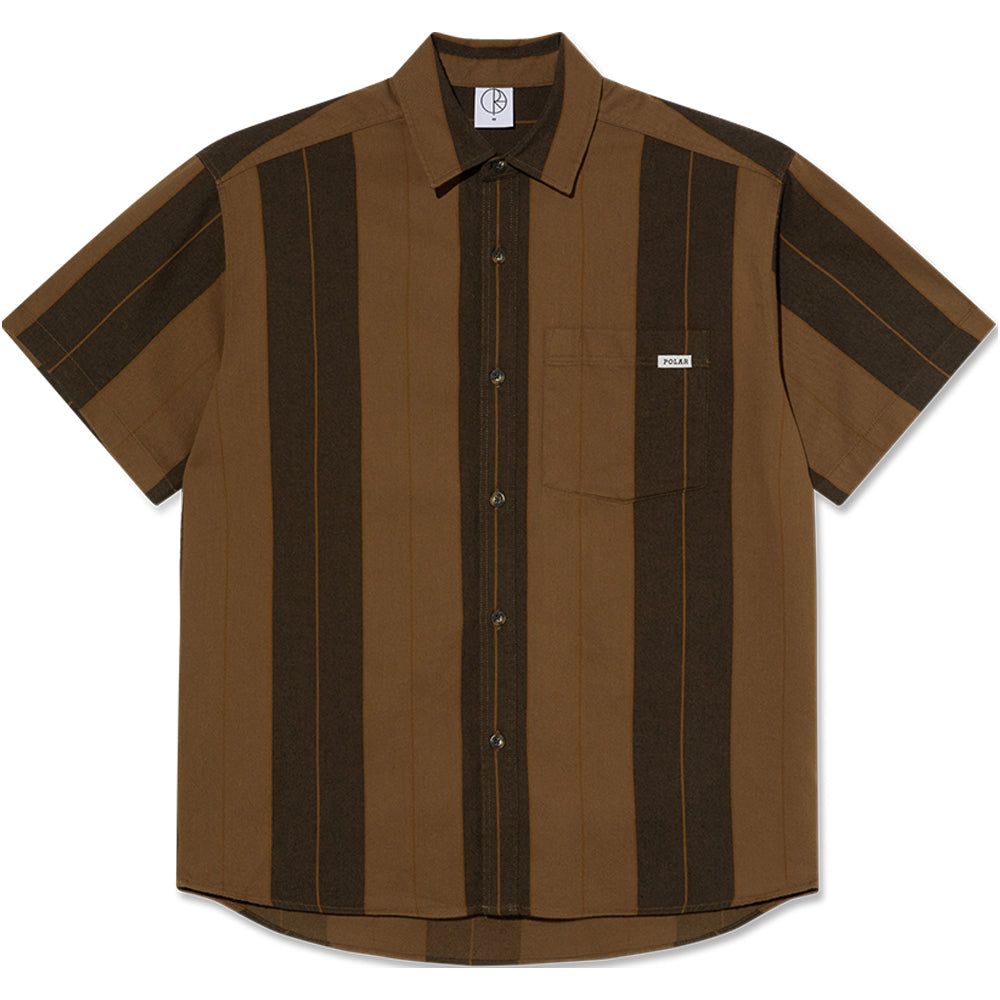 Polar Skate Co Mitchell Shirt Brown Block Stripe