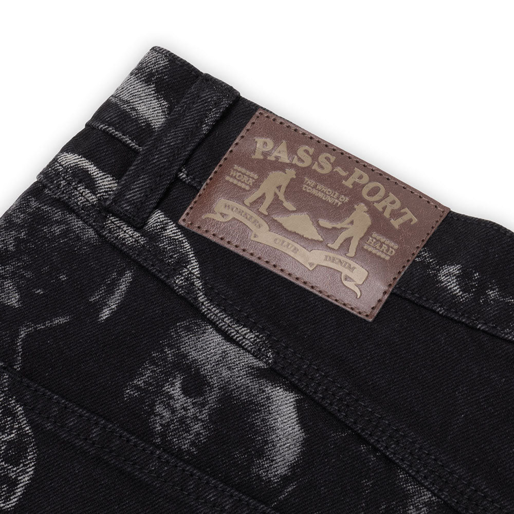 Pass~Port Workers Club Denim Short Laser Etched Trinkets Black