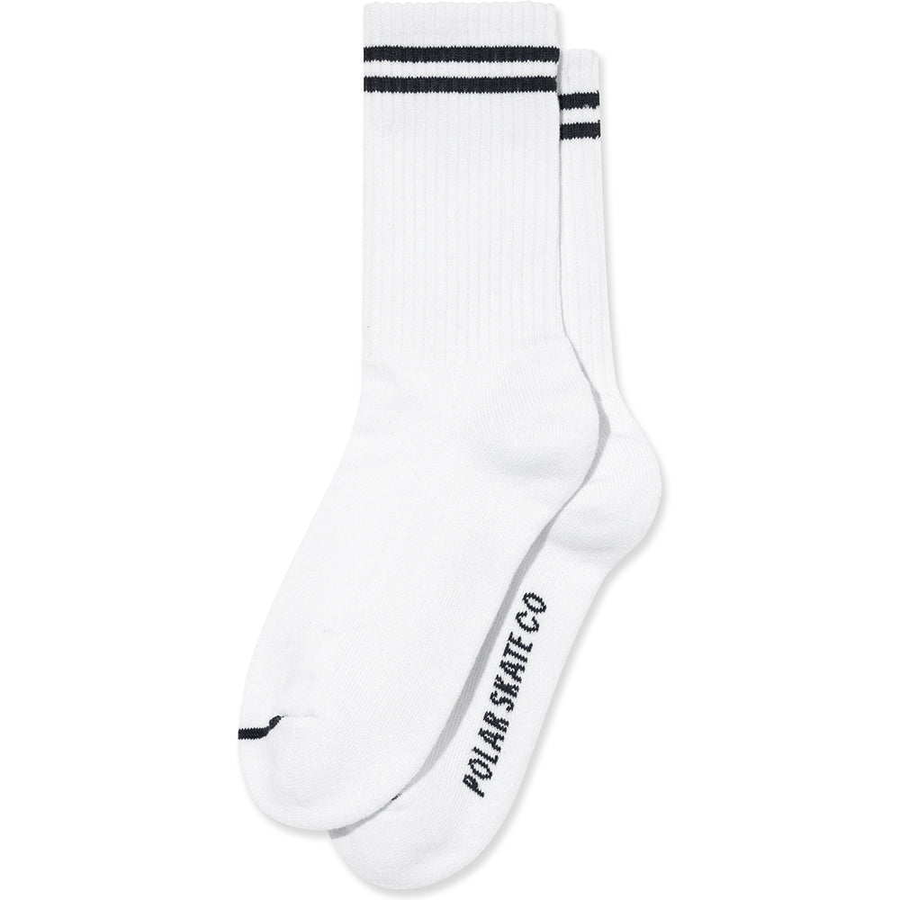 Polar Skate Co 2 Stripes Rib Socks White/Black