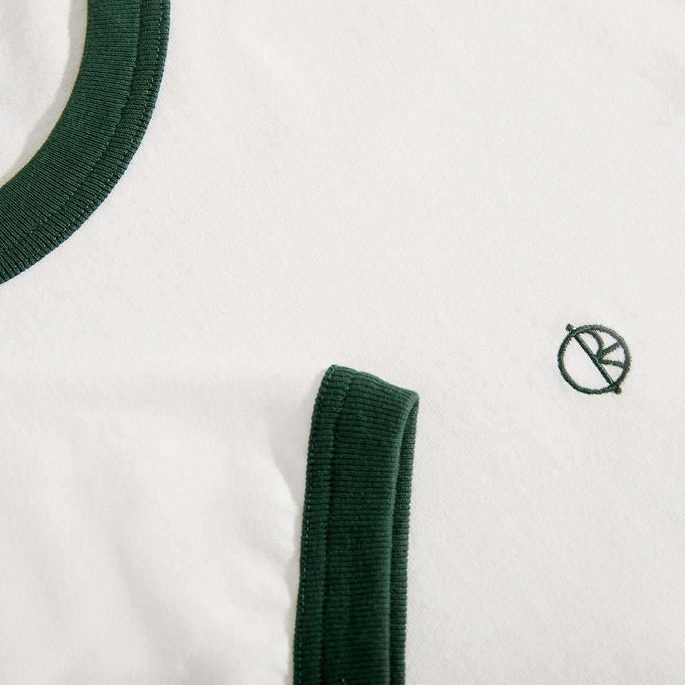 Polar Skate Co Ringer Tee Cloud White/Dark Green