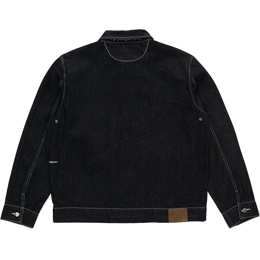 Pop Trading Company Full Button Denim Jacket Black