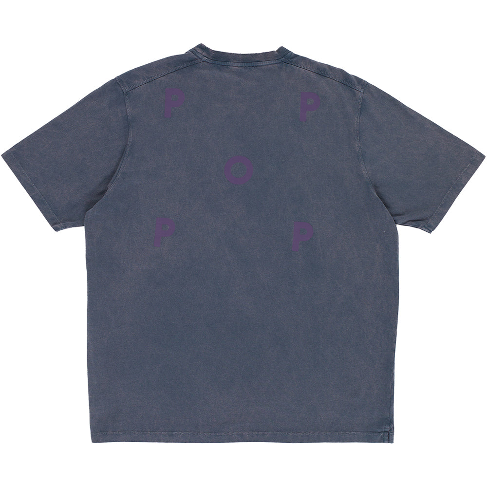 Pop Trading Company Logo T Shirt Washed Navy/Mysterioso