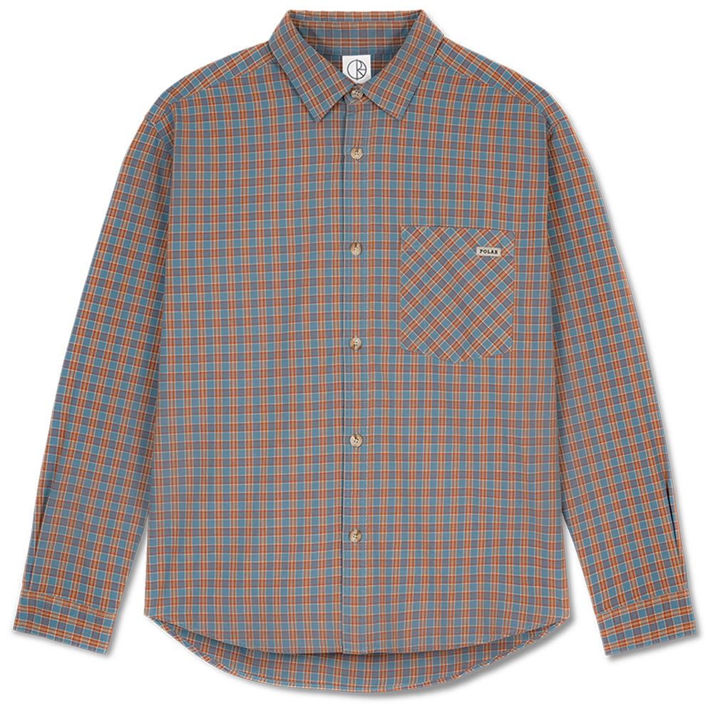 Polar Skate Co Mitchell LS Shirt Blue/Rust