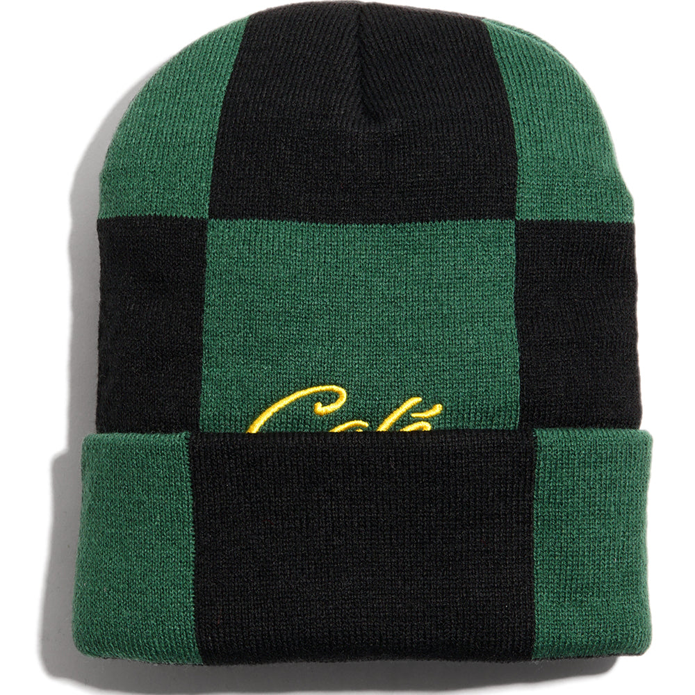 Skateboard Cafe Check Fold Beanie Forest Green/Black/Gold