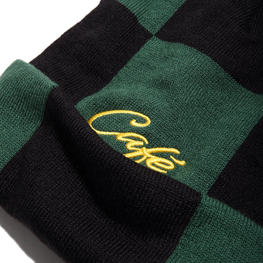 Skateboard Cafe Check Fold Beanie Forest Green/Black/Gold