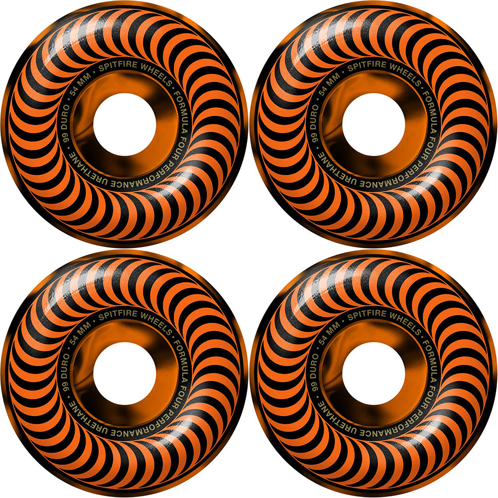 Spitfire Devil's Night Formula Four Classic 99du Black/Orange Swirl Skateboard Wheels 54mm