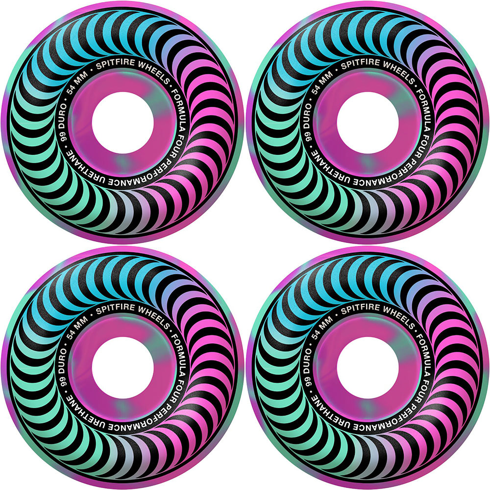 Spitfire Formula Four Multiswirl Classics Pink/Teal 99du Wheels 54mm