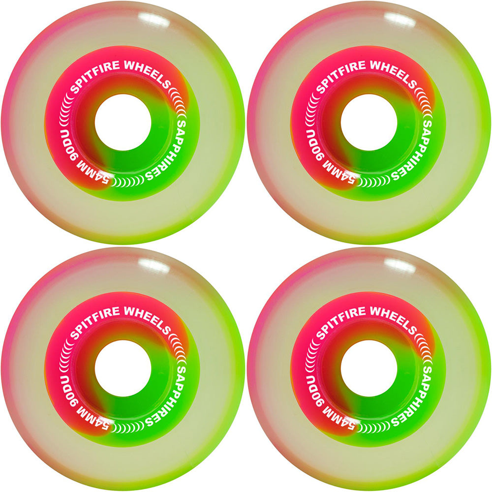 Spitfire Sapphires 50-50 Swirl Pink/Green 90du Skateboard Wheels 54mm