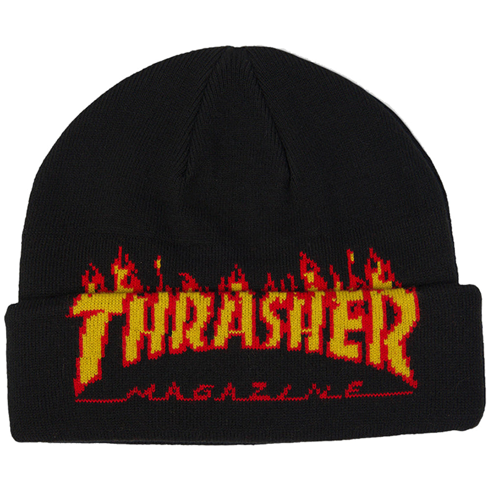 Thrasher Flame Fold Beanie Black