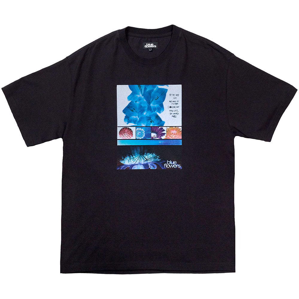 Blue Flowers Delphinium Tee Black