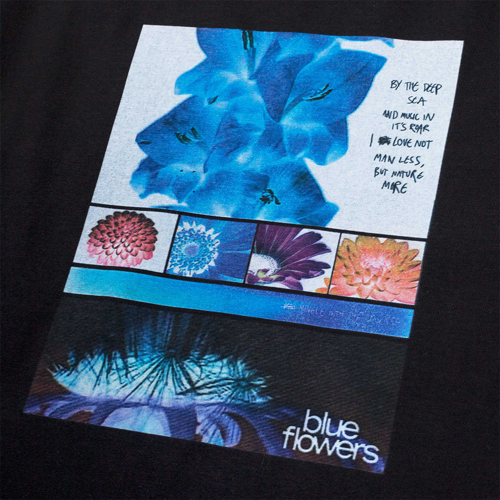 Blue Flowers Delphinium Tee Black