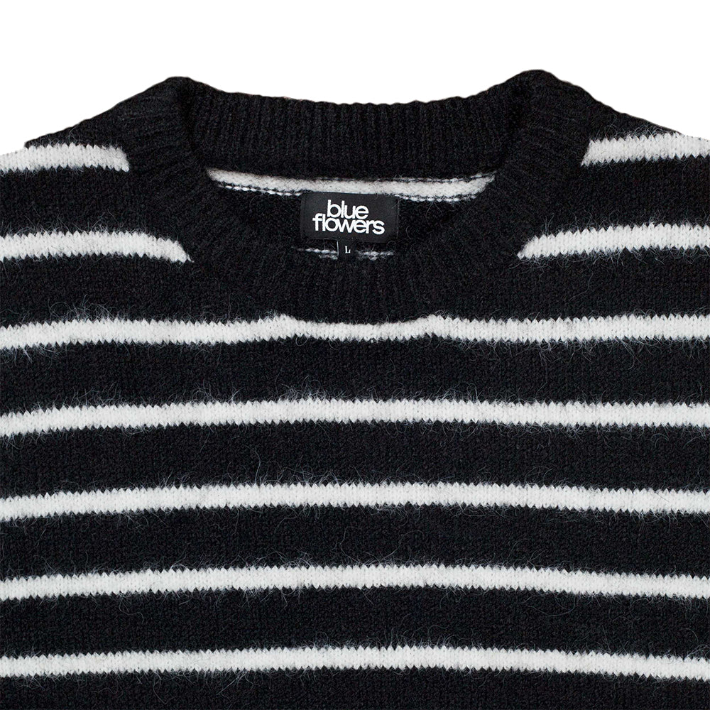 Blue Flowers Stripe Knit Jumper Black/White