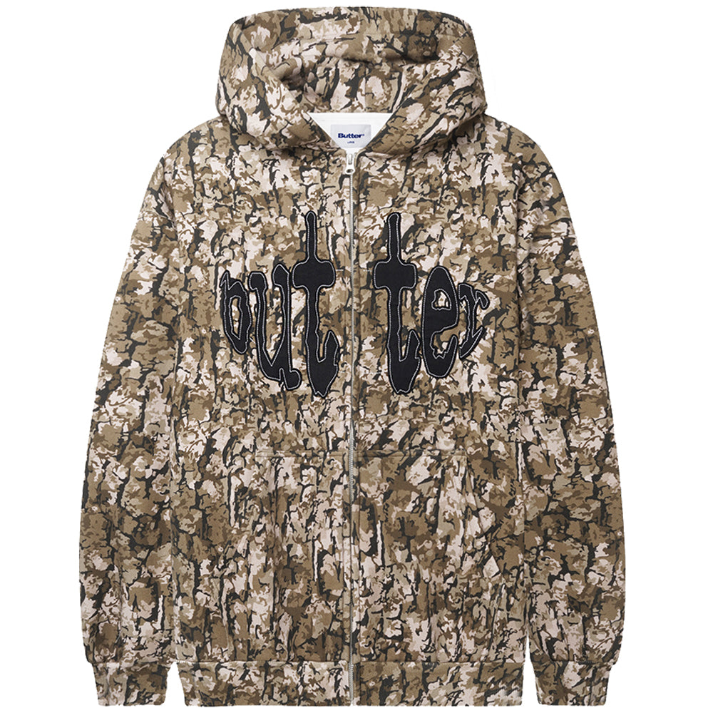 Butter Goods Frenzy Zip-Thru Hood Tan Camo