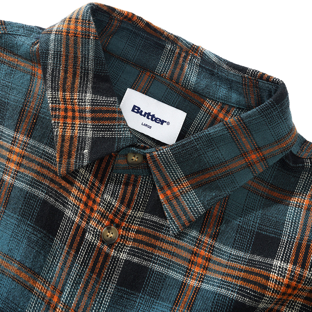 Butter Goods Swirl Plaid Shirt Blue/Orange