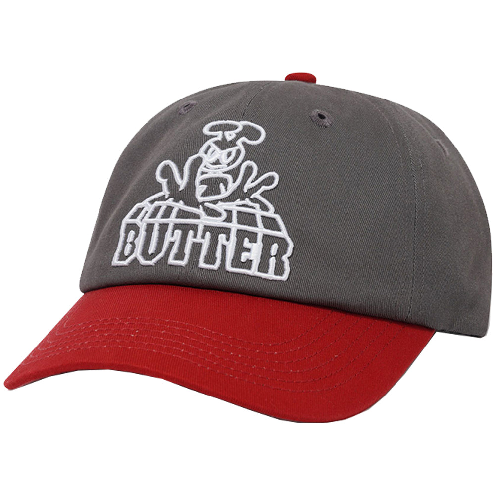 Butter Goods Alien 6 Panel Cap Smoke/Cardinal