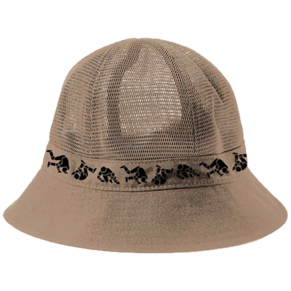 Hockey Fall Guy Mesh Bucket Hat Tan