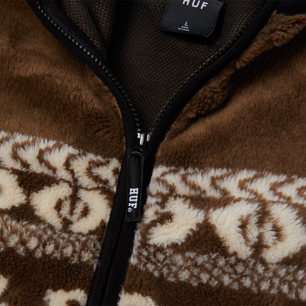 HUF x Bronze 56K High Pile Full Zip Fleece Brown